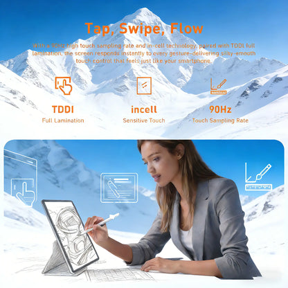 2026 Family 2-In-1 Android 15 Tablet, 10.1" Large Screen,24Gb(6Gb+18Gb) RAM 256GB Storage, Keyboard, Mouse,Stylus, Case Bundle for Kids Learning & Home Use Gift