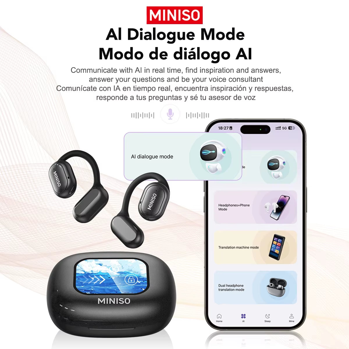 X30 Bluetooth Wireless Headphones with Real-Time Translation and Equalizer App for Office and Travel Use
