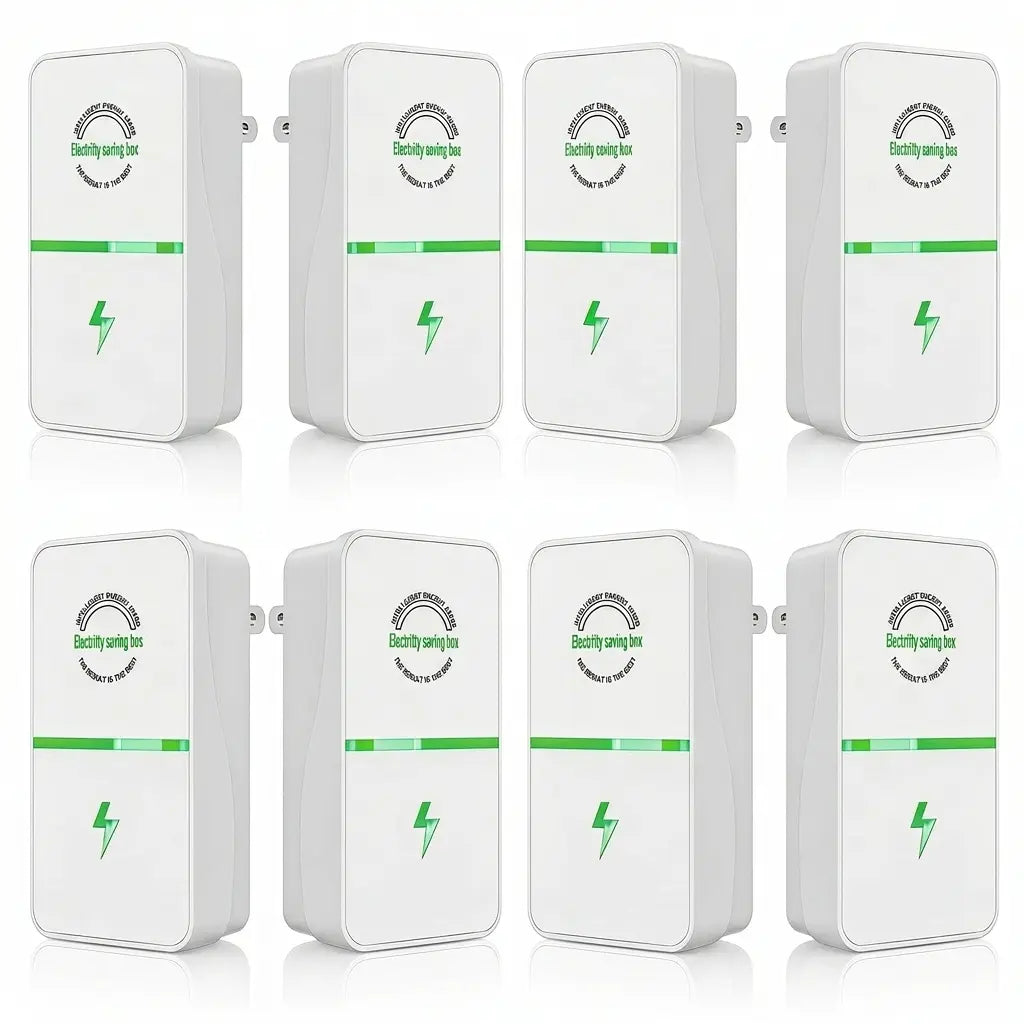 Smart Energy Saving Device, Plug-In Power Factor Saver and Voltage Stabilizer, Household Surge Protector Box for Refrigerator, AC, Office Appliances, Flame-Retardant (8-Pack)