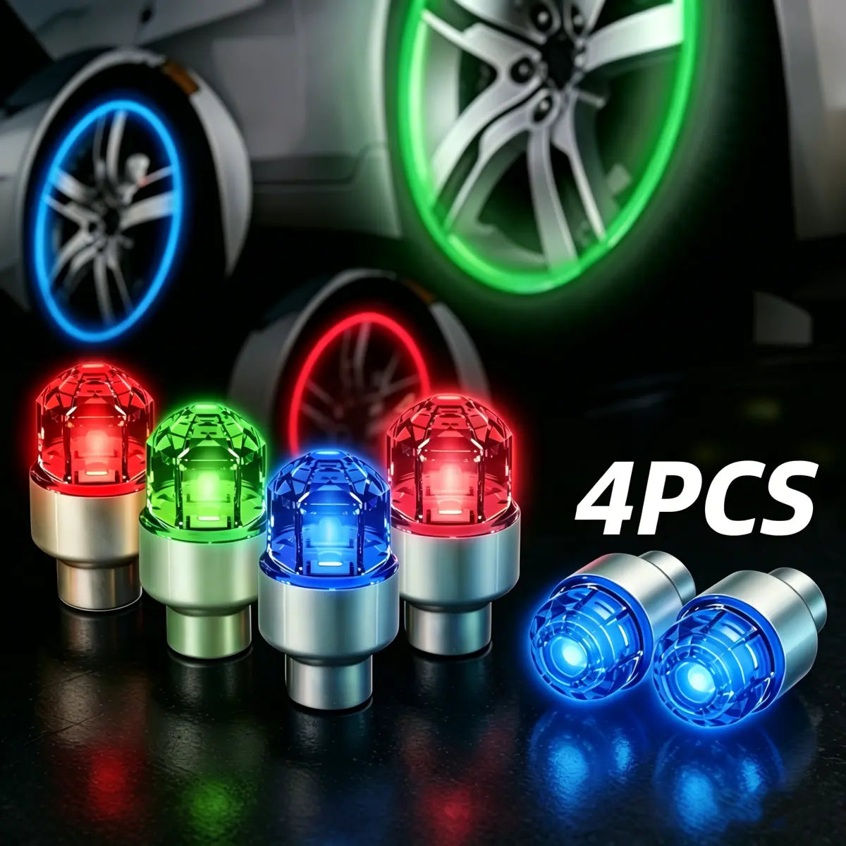 LED Wheel Light Waterproof Luminous Car Tire Valve Caps Vibration-Sensitive LED Tire Valve Cap-Bicycle Car Motorcycle Tire Led,Summervibes
