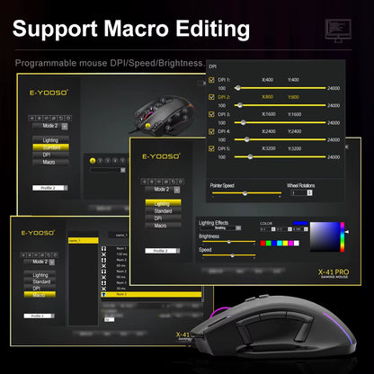 X-41 RGB Gaming Mouse - 24000 DPI, 10 Programmable Buttons, USB Wired Optical Mouse for PC & Laptop