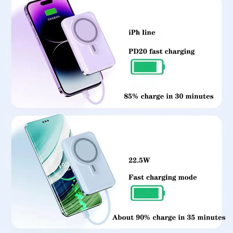 2026 New Flagship Launch Portable Charger. 22.5W Ultra-Fast Charging Power Bank. Sleek, Mini & Ultra-Portable Wireless Charger. Ideal Gift for Halloween, Christmas & Back to School Season – Perfect I Phone Charger Choice.