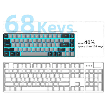 Magegee Portable 60% Mechanical Gaming Keyboard, Mk-Box LED White Backlit Compact 68 Keys Mini Wired Office Keyboard with Red Switch for Windows Laptop PC Mac - Grey