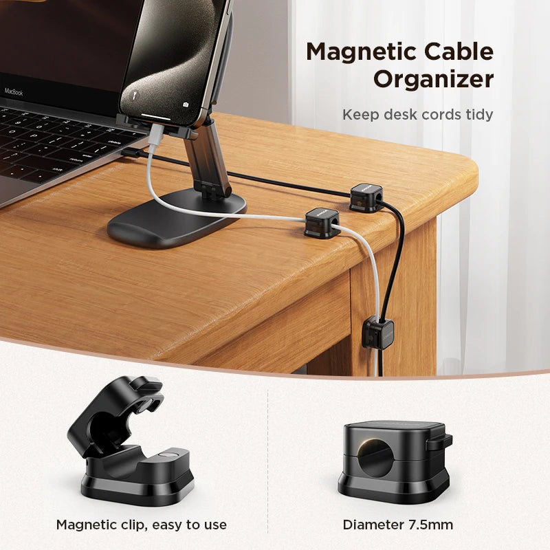 Magnetic Cable Clips - Adjustable Wire Organizer for Neat Under-Desk Management