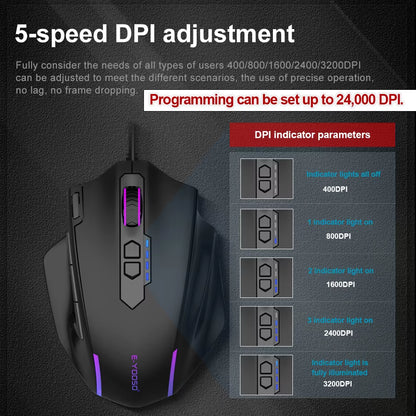 X-41 RGB Gaming Mouse - 24000 DPI, 10 Programmable Buttons, USB Wired Optical Mouse for PC & Laptop