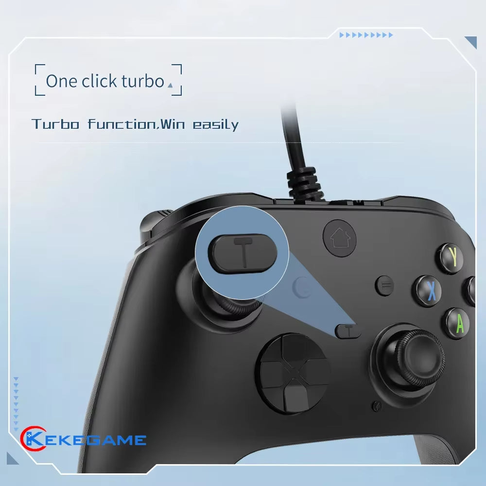 Wired Game Controller for PC, PS3, and Android TV Box - Gamepad with Hall Trigger, Dual Vibration, Programmable Keys, and Turbo Function