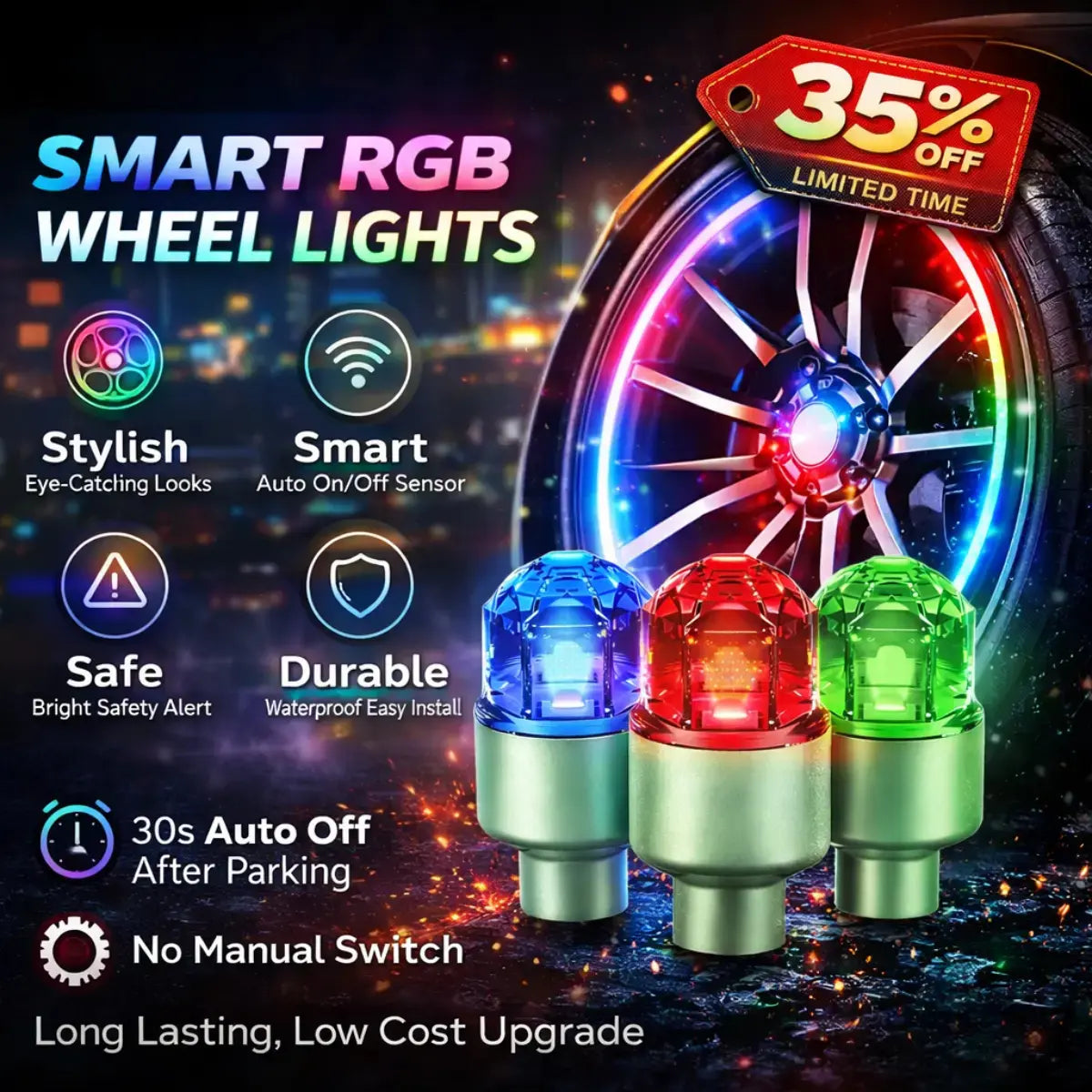 LED Wheel Light Waterproof Luminous Car Tire Valve Caps Vibration-Sensitive LED Tire Valve Cap-Bicycle Car Motorcycle Tire Led,Summervibes