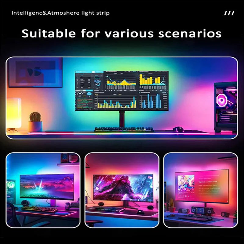 USB RGBIC LED-Streifen für PC-Monitor – App-Steuerung, Musik-Sync, 24"–34"
