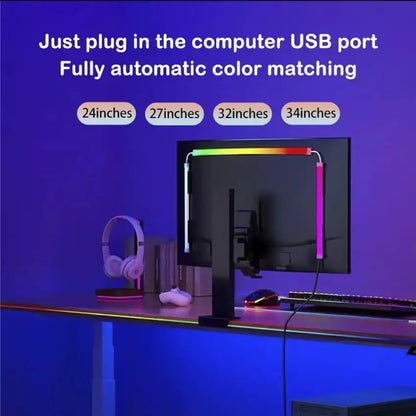 USB RGBIC LED-Streifen für PC-Monitor – App-Steuerung, Musik-Sync, 24"–34"