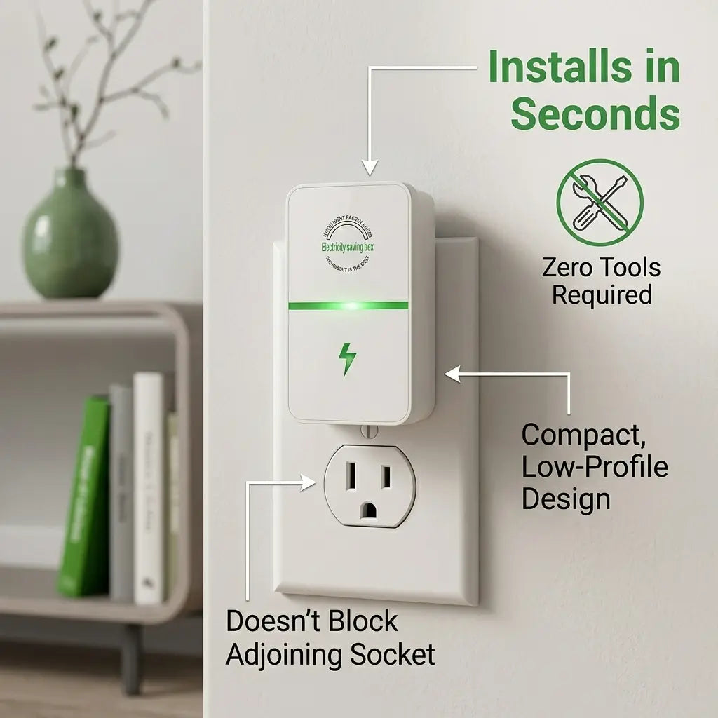 Smart Energy Saving Device, Plug-In Power Factor Saver and Voltage Stabilizer, Household Surge Protector Box for Refrigerator, AC, Office Appliances, Flame-Retardant (8-Pack)