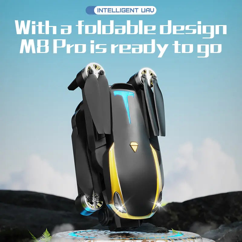 M8 Pro 2026 Aerial Drone, Equipped with 4K UHD EIS Camera, GPS Positioning, 5G Wifi FPV, Brushless Motors, Optical Flow Hover, Intelligent Obstacle Avoidance, Auto Return, 360° Stunt Roll, 2 Batteries Included