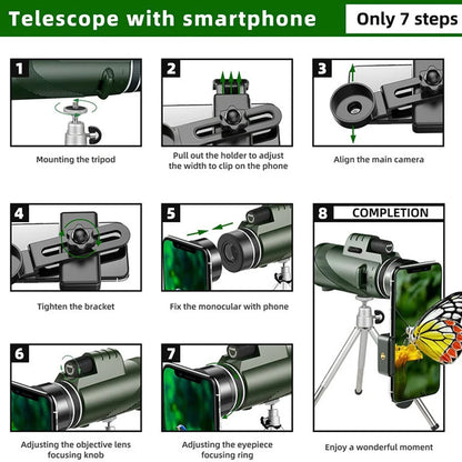 Telescópio Portátil Zoom HD (Dobrável e Compacto)