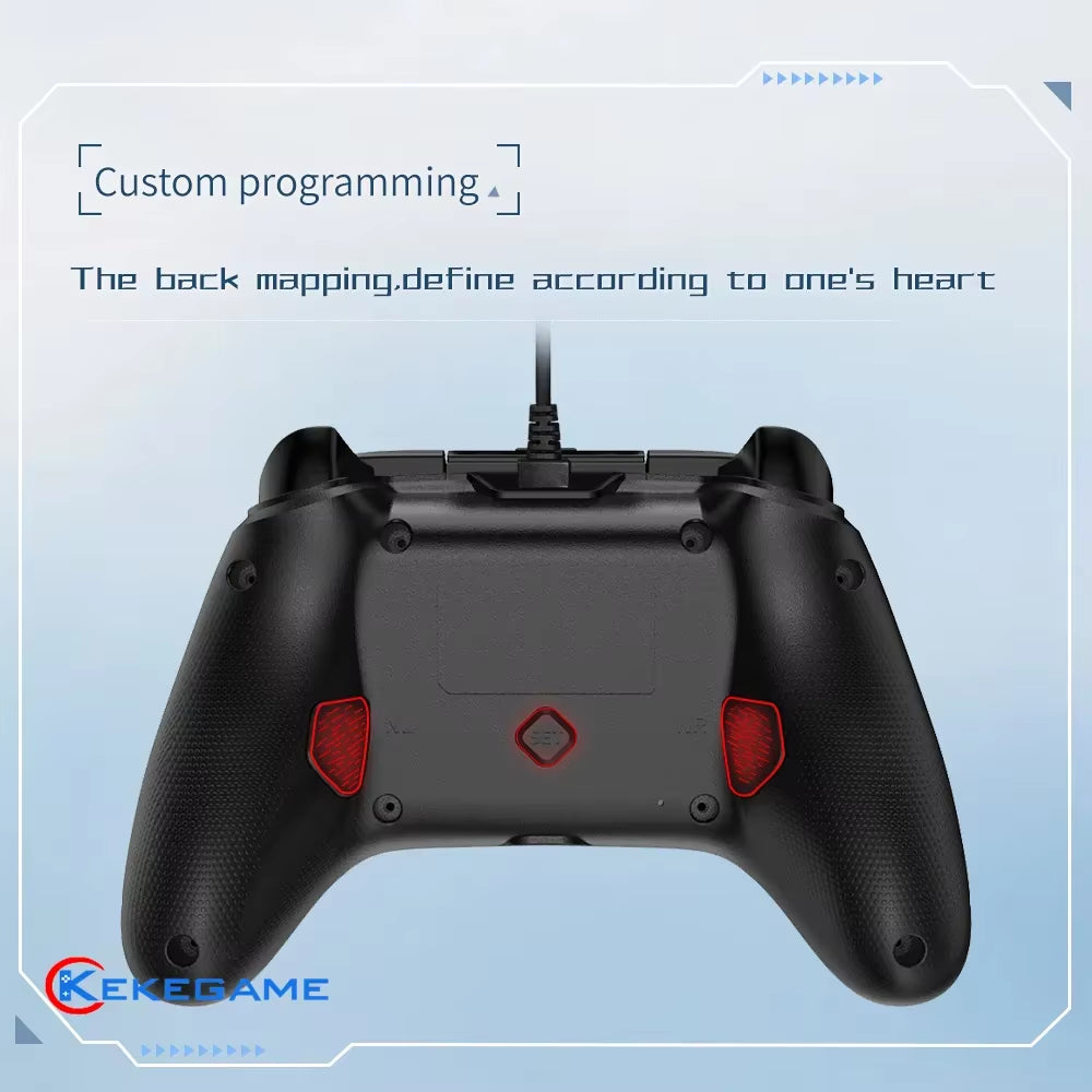 Wired Game Controller for PC, PS3, and Android TV Box - Gamepad with Hall Trigger, Dual Vibration, Programmable Keys, and Turbo Function