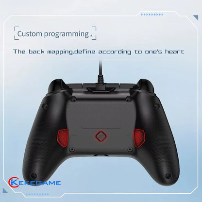 Wired Game Controller for PC, PS3, and Android TV Box - Gamepad with Hall Trigger, Dual Vibration, Programmable Keys, and Turbo Function