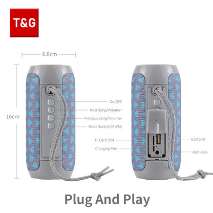 TG117 Portable Bluetooth Speaker - Waterproof TWS Sound Box with Stereo Surround and FM Radio Support