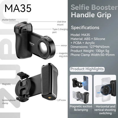 MA35 Bluetooth Selfie Stabilizer Handle with MagSafe Shutter for iPhone - Ultimate Mobile Photo Stand