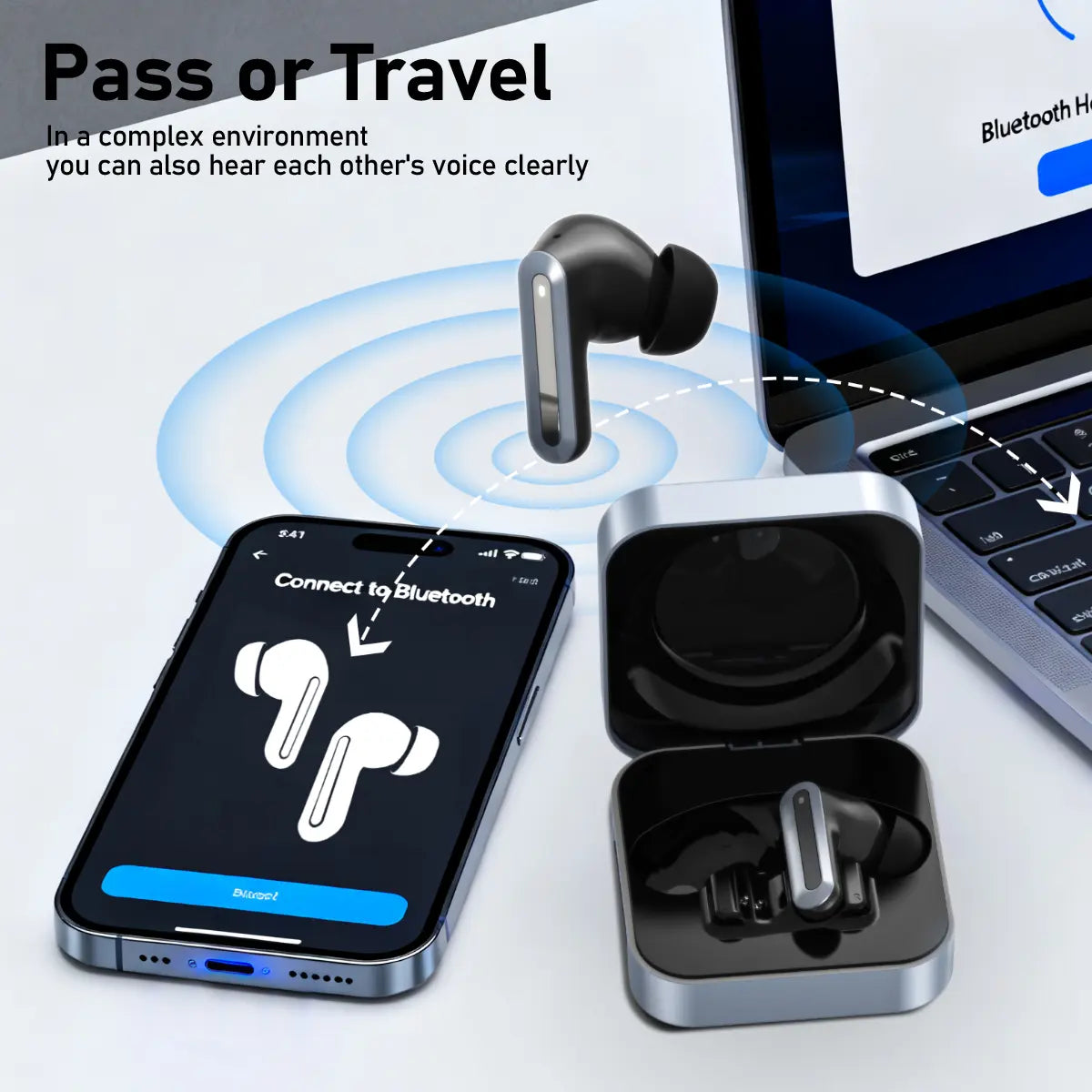 Wireless Earbuds Bluetooth 6.0 Earphones, in Ear Earbuds,Waterproof Wireless Earphones, Suitable for Office, Sports, Study and Audio Calls, Built in Microphone, Gaming Bluetooth Headphones