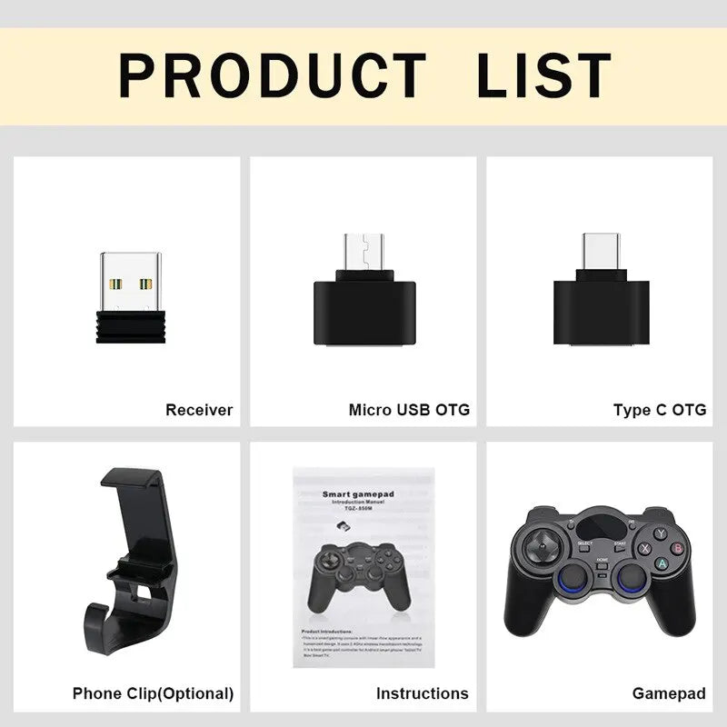 Wireless 2.4G Game Controller Joystick with OTG Converter for P3, Android Devices, Tablets, and Smart TVs