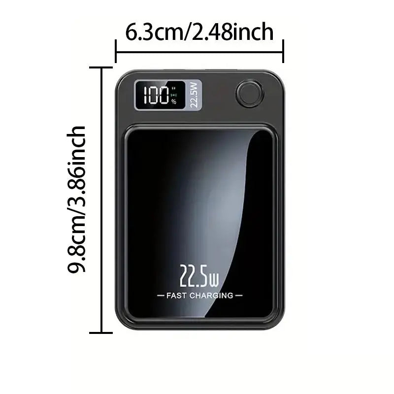5000Mah Magnetic Wireless Power Bank, Portable LED Digital Display Fast Charging Power Bank for Iphone & Android, Mobile Charger for Outdoor Travel