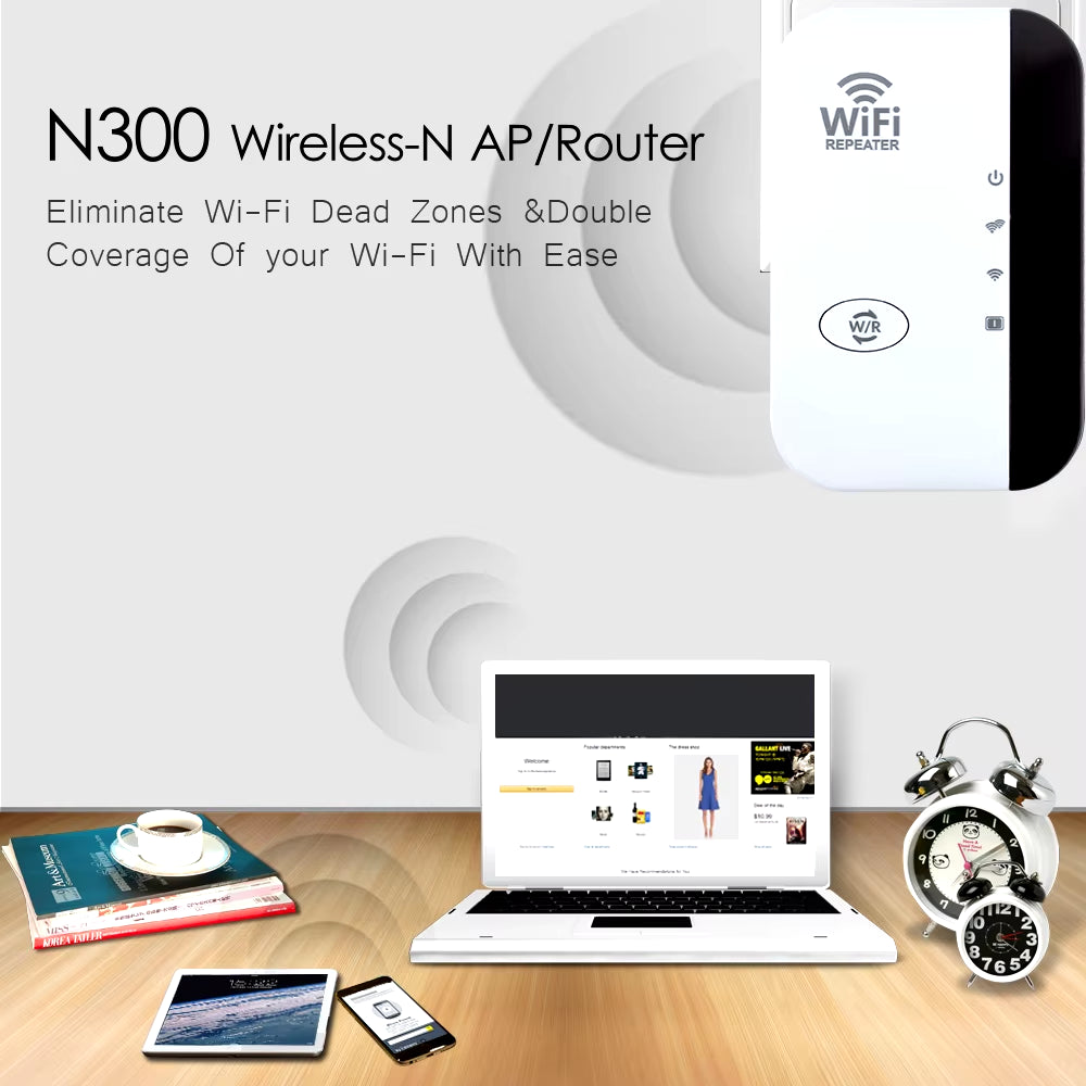 300Mbps Wireless WiFi Repeater & Extender - Boost Your Signal with 802.11N Technology